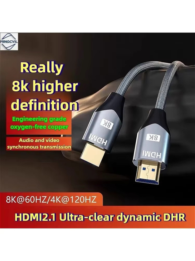 MINGCVIL HDMI 2.1 Kabel mit 48Gbps für 8K 60Hz und 4K 120Hz, HDR und 3D-Video, Schwarz - Bild 4