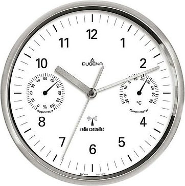 Dugena Funk-Wanduhr analog mit Thermometer und Hygrometer in Schwarz, Silber und Weiß, Durchmesser: 25,0 cm - Bild 1