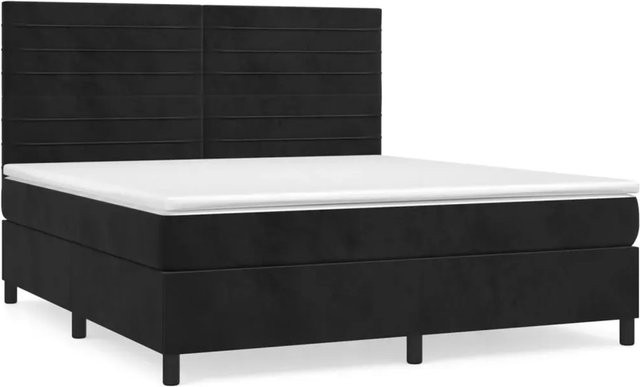 vidaXL Boxspringbett mit Matratze Schwarz Samt B/T/H: 160 x 200 x 128 cm - Bild 1