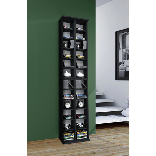 VCM Almera CD DVD Regal in Schwarz aus Holzwerkstoff mit H: 183 cm, B: 42 cm, T: 20 cm - Bild 2