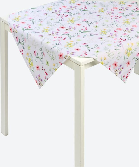 NKD Mitteldecke mit Blumen-Motiv in Weiß, B/B: 80 x 80 cm - Bild 1