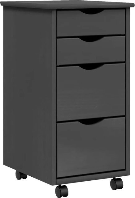 vidaXL Rollschrank MOSS Modell 5 aus Kiefer Massivholz mit Schubladen in Grau - Bild 1