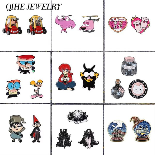 QIHE JEWELRY Broschen, Emaille Pins, Rosa Hund, Stolz Katze, Unisex - Bild 1