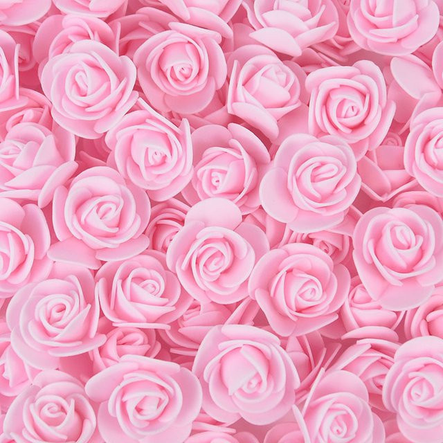 ZQNYCY Schaumstoff-Rosen künstliche Blumen in Pink und Grün für DIY-Geschenke, Hochzeit und Valentinstag, Durchmesser: 3 cm - Bild 1
