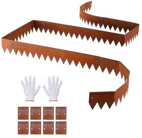 VEVOR Rasenkante aus Cortenstahl im 6er-Pack, biegsame Beeteinfassung für Blumenbeete und Gartenwege, B/H: 1016 x 152 mm - Bild 1