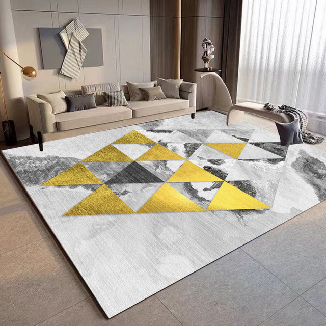 VIKAMA Wohnzimmerteppich aus Imitat-Kaschmir in Weiß mit geometrischem Design, schmutzabweisend und pflegeleicht - Bild 1