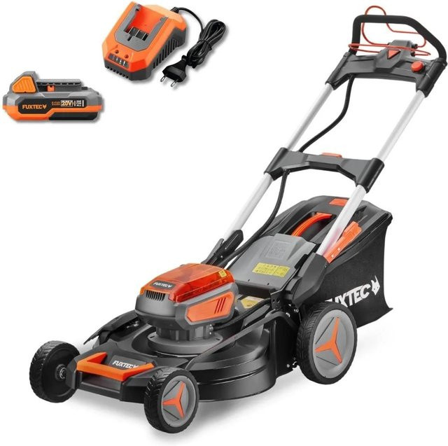 FUXTEC Akku Rasenmäher FX-E2RM51 in Schwarz mit 51 cm Schnittbreite, 50 l Fangkorb und 2x 20V Akkus - Bild 1