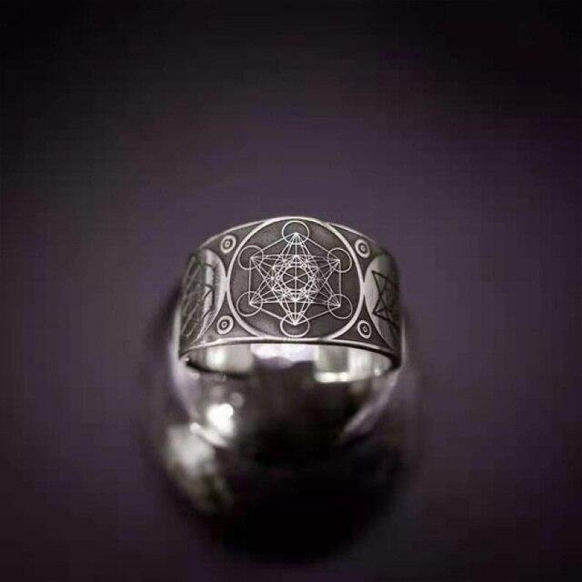 Green Harvest Ring, Sechszackiger Stern, Edelstahl, Silber, Unisex, verstellbar - Bild 1
