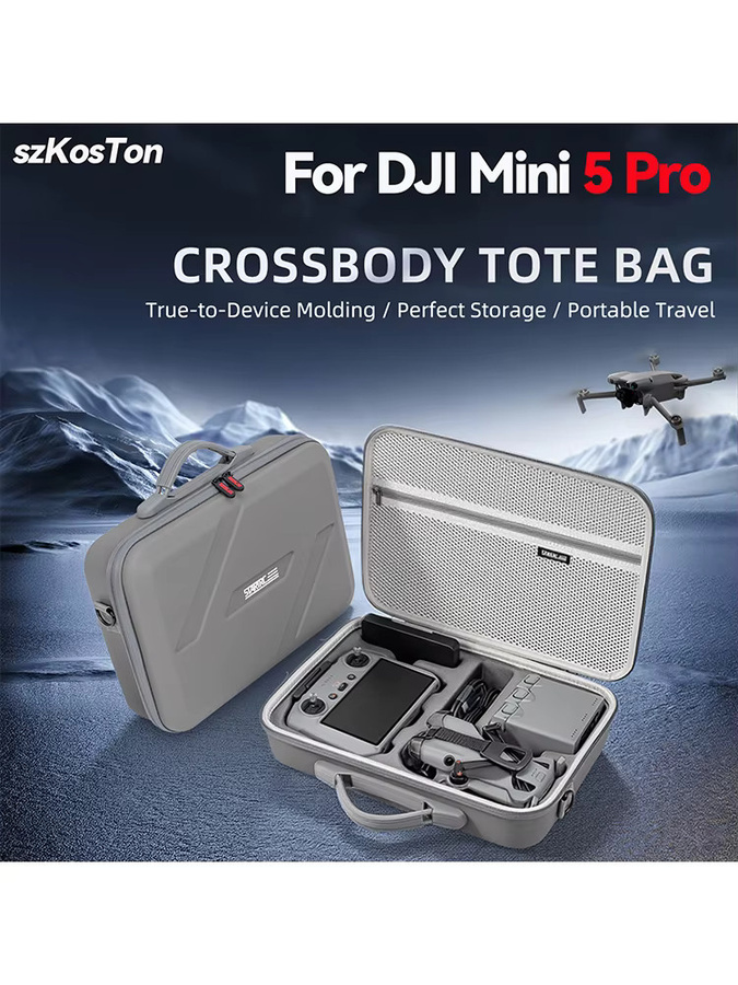 SZKOSTON Tragetasche für DJI Mini 5 Pro Drohne, harte und wasserdichte Aufbewahrungstasche in Grau - Bild 4