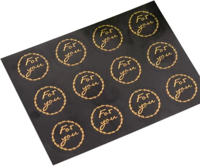 120 Stück runde selbstklebende Fou You Siegel Aufkleber in Schwarz für DIY Dekoration und Geschenkverpackungen - Bild 1