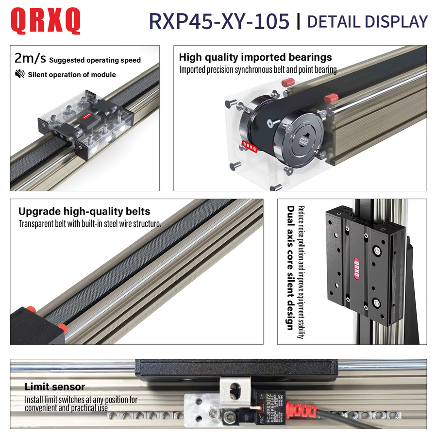 QRXQ Riemengetriebenes lineares Montagemodul RXP-XY-105 mit vertikaler X-Achsen-Montage und 5 kg Tragfähigkeit - Bild 2