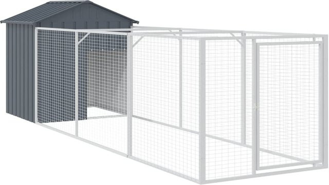 Wetterfeste Hundehütte aus Metall von Yiwydaa in Anthrazitgrau, B/T/H: 405 x 117 x 123 cm - Bild 1