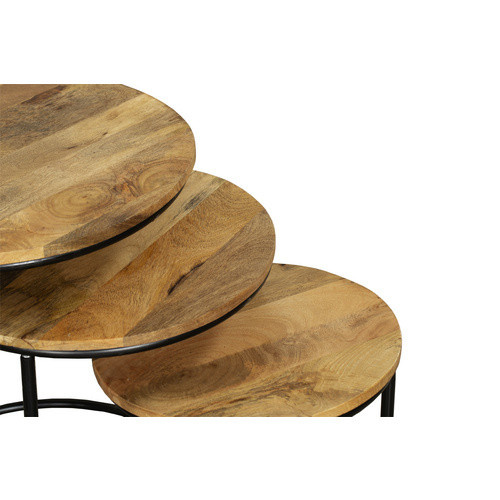 GARDEN PLEASURE Beistelltisch-Set MADURAI aus Stahl und Holz in Braun, B/T/H: 50 x 50 x 55 cm - Bild 3