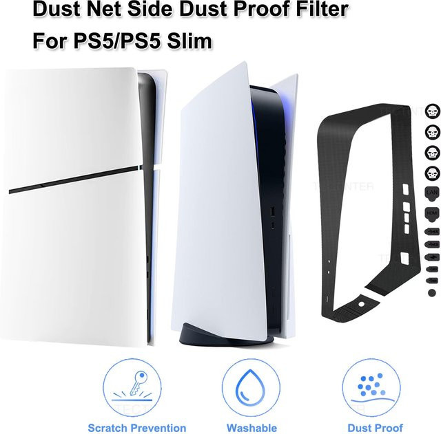 TECTINTER Staubschutzfilter für PS5 Slim Disc und Digital Edition, Schwarz - Bild 1