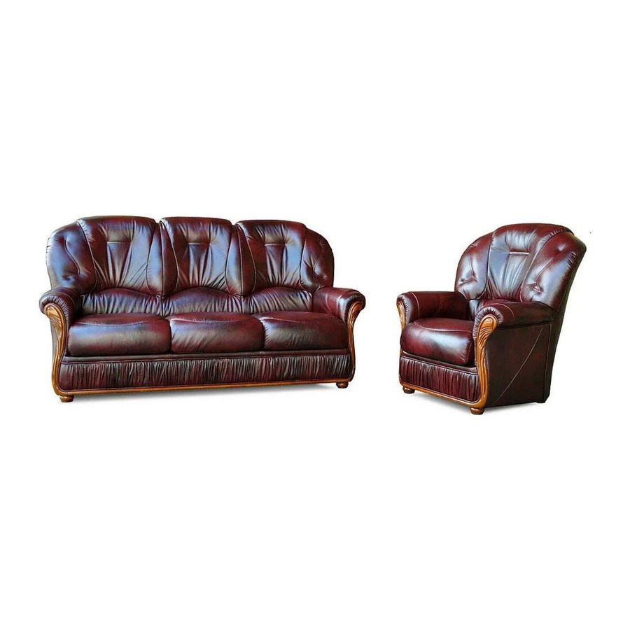 Vente-unique Couchgarnitur Daphne aus Büffelleder in Bordeaux mit 3-Sitzer und Sessel - Bild 2