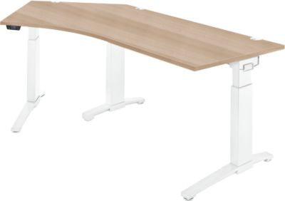 Schäfer Shop Genius ERGOSTYLE S Eckschreibtisch elektrisch höhenverstellbar, Eiche/weiß, B: 216,5 cm, T: 80 cm, H: 71,5-118,2 cm - Bild 1