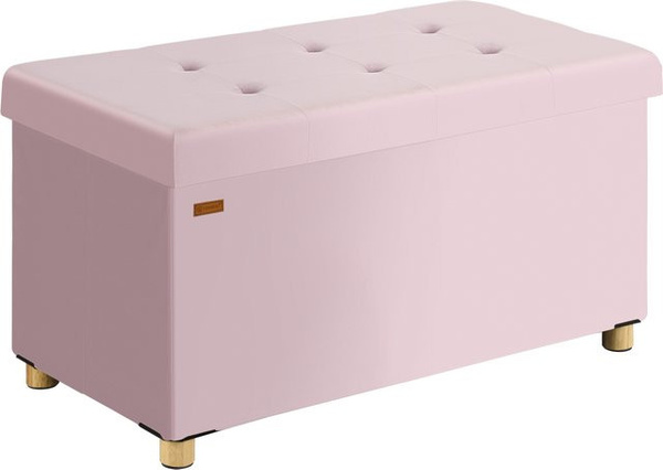 CASARIA Sitzbank aus Samt in Rosa mit Stauraum, faltbar, B/T/H: 76 x 38 x 42 cm