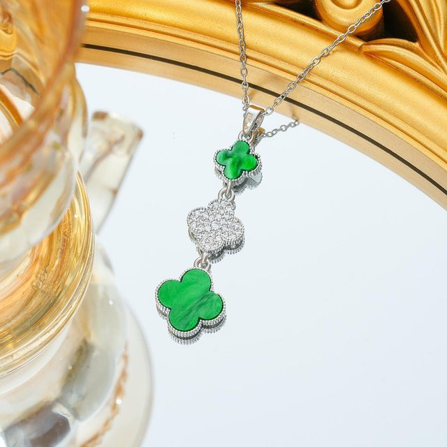 Wucifang Jewelry Halskette, Kleeblatt, Diamant, weiße Muschel, Kupfer, Damen, beige - Bild 1