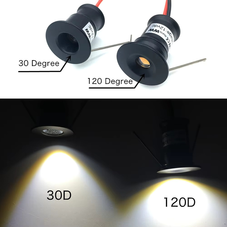YELEDWAY Mini-LED-Einbaustrahler IP65 in Weiß, runder 1W Decken-Downlight für Treppen und Schränke inklusive Transformator, 12V - Bild 3