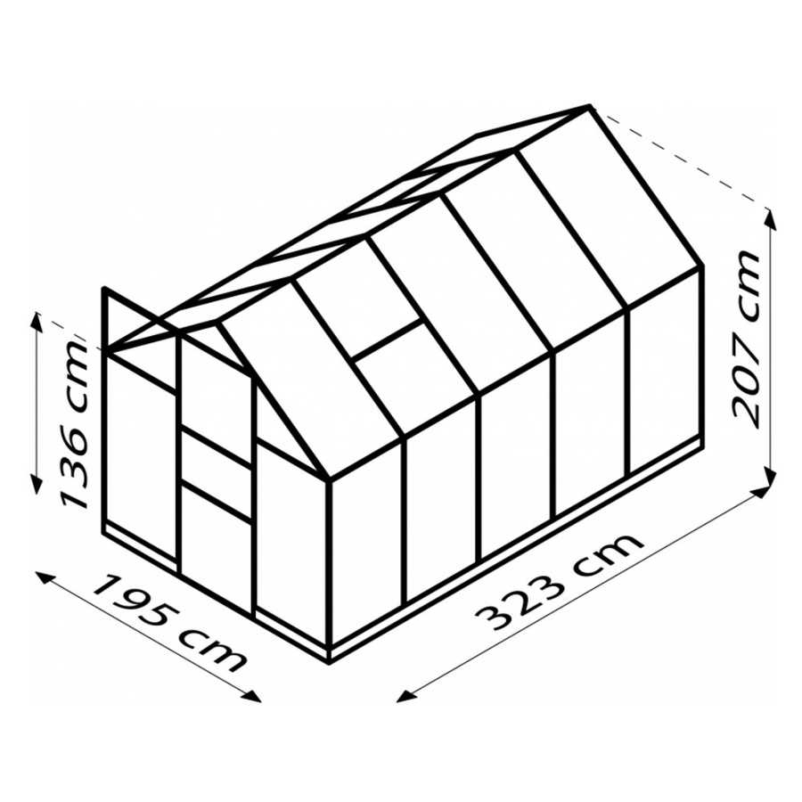 Vitavia Gewächshaus Apollo 6200 in Schwarz mit 6,2 m² Fläche und 4 mm HKP-Platten inklusive Fundament - Bild 2