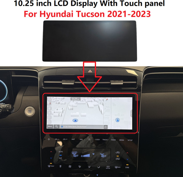 Huataijia 10,25 Zoll LCD Display mit Touch Panel für Hyundai Tucson NX4 2021-2023 Radio Navigationsbildschirm Reparaturteil - Bild 1