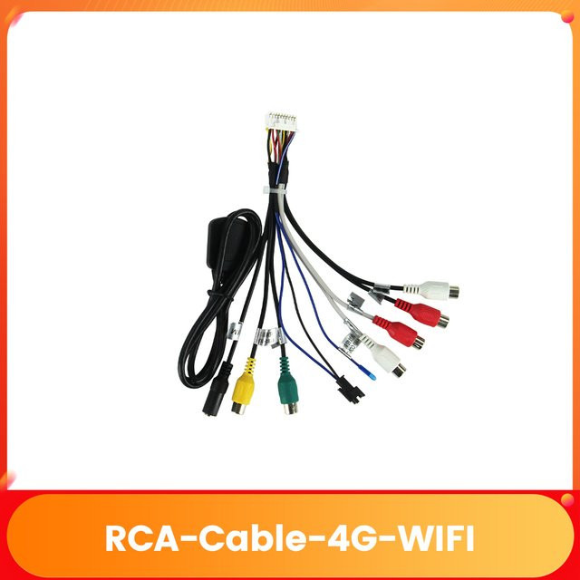 TomoStrong Universal Android Auto Stereo RCA 20 Pin Kabel Stecker mit RCA Ausgang, AUX Adapter, Subwoofer Lüfter und 4G SIM Karten Slot in Multicolour - Bild 1