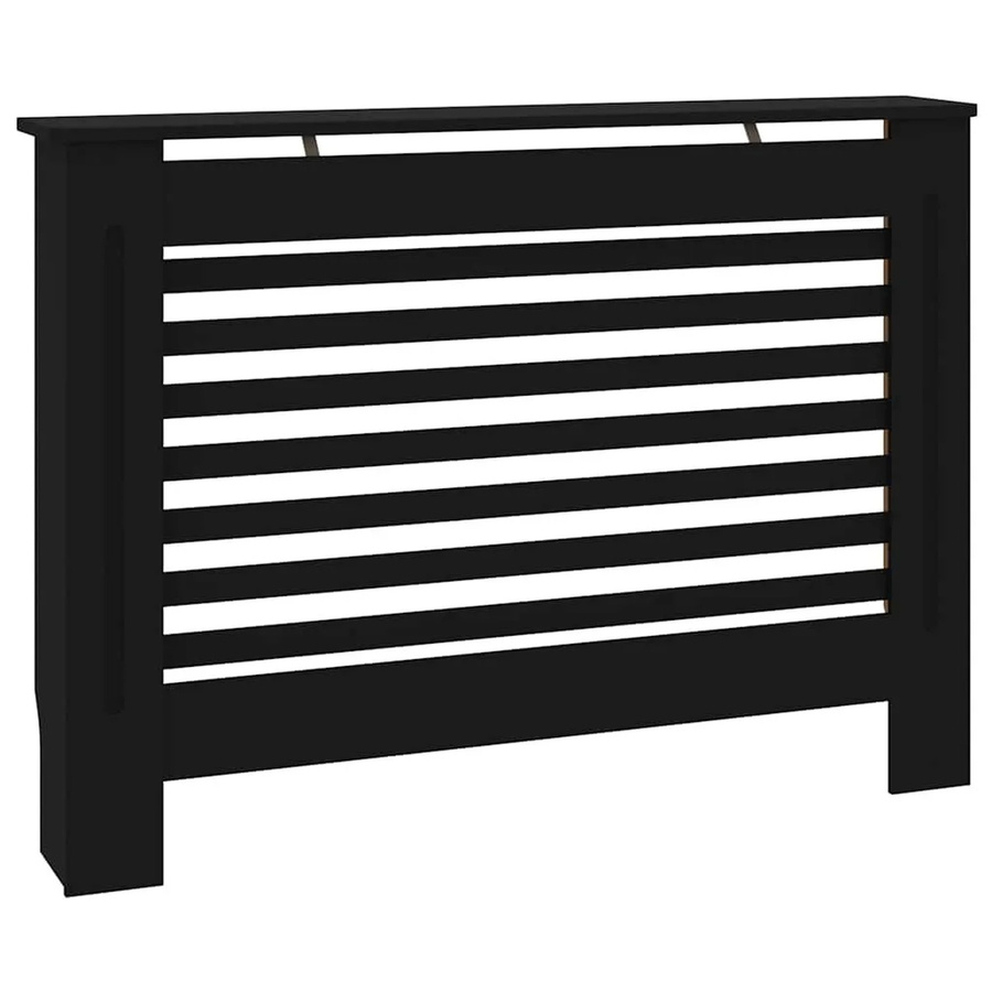 vidaXL Heizkörperverkleidung in Schwarz mit modernem Latten-Design aus MDF, B/T/H: 112 x 19 x 81,5 cm - Bild 2