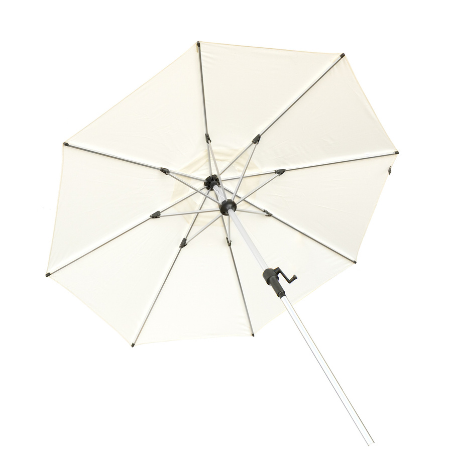 Anndora Sonnenschirm Natural rund, Durchmesser: 250 cm, Farbe: Weiss Natur, Alu-Gestell mit Kurbel und UPF 50 Polyester-Bezug - Bild 1