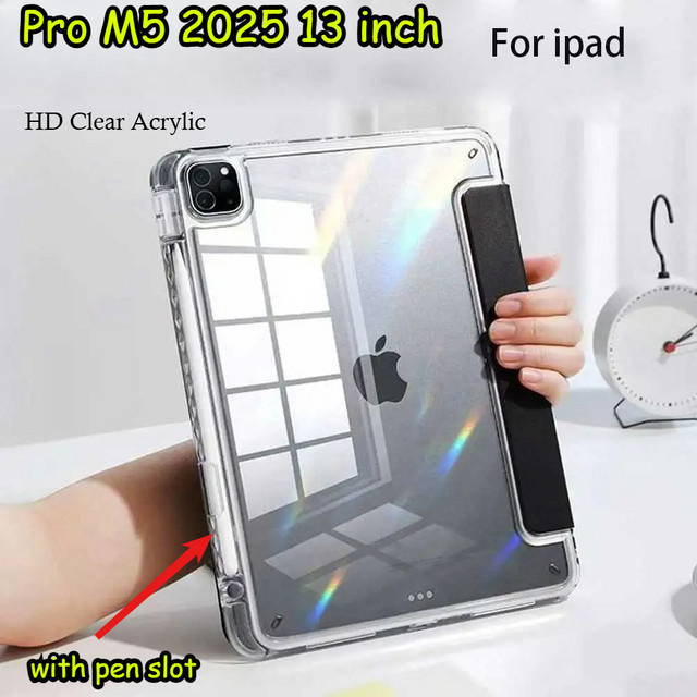 Stoßfeste HD-Klar-Acryl-Hülle für Apple iPad Pro, Air und Mini in Transparent oder Pink - Bild 1