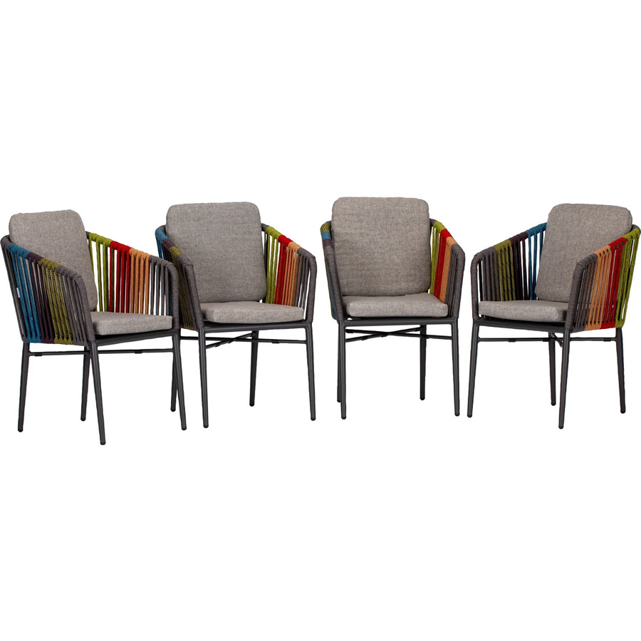 Acamp Stapelsessel-Set Manhattan mit Armlehnen und Auflagen, 4 Sitzplätze, Aluminium und Polyester, Anthrazit-Multicolor meliert - Bild 2