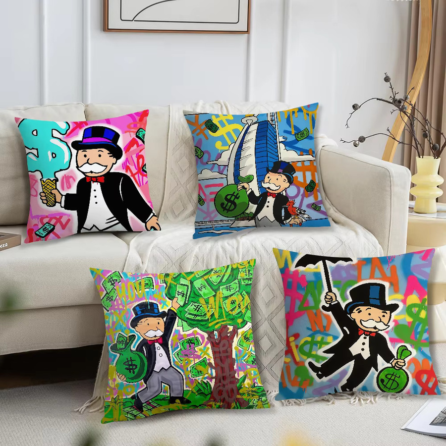 Dollar Alec M-Monopoly Luxus-Kissenbezug, quadratisch, Multicolour, B/T/H: 40 x 40 x 40 cm - Bild 3