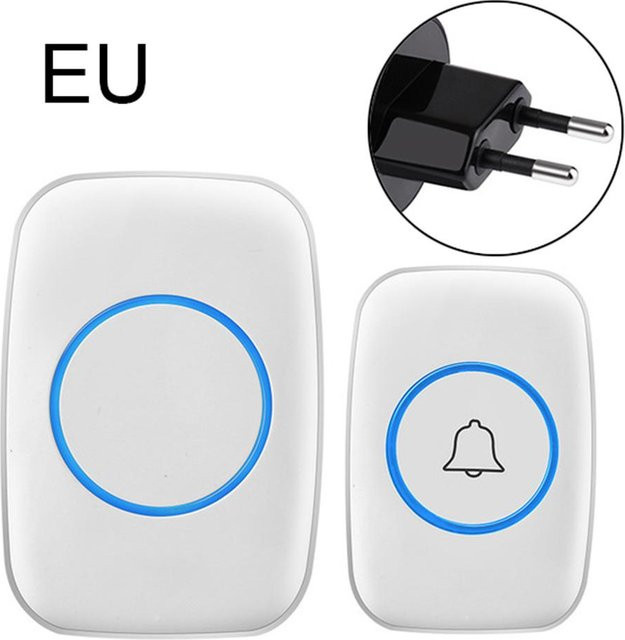 Amusedly A10 Drahtlose wasserdichte Funkklingel mit 300 m Reichweite und Plug-in-Gong in Weiß - Bild 1