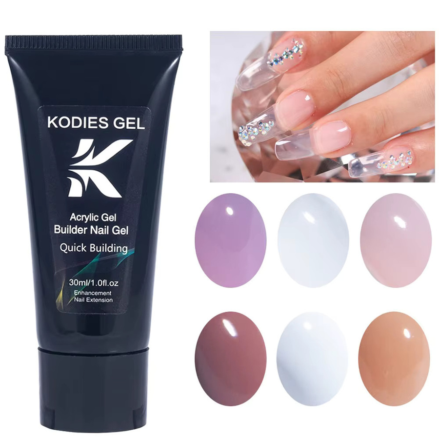 Kodies Gel Poly Nagel Gel, 30 ml, klar milchig weiß, glänzend - Bild 2