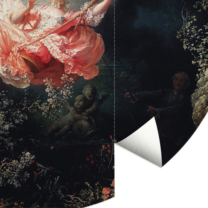 K&L Wall Art Runde Vliestapete Fragonard Kunstdruck Die Schaukel, mehrfarbig, matt - Bild 3