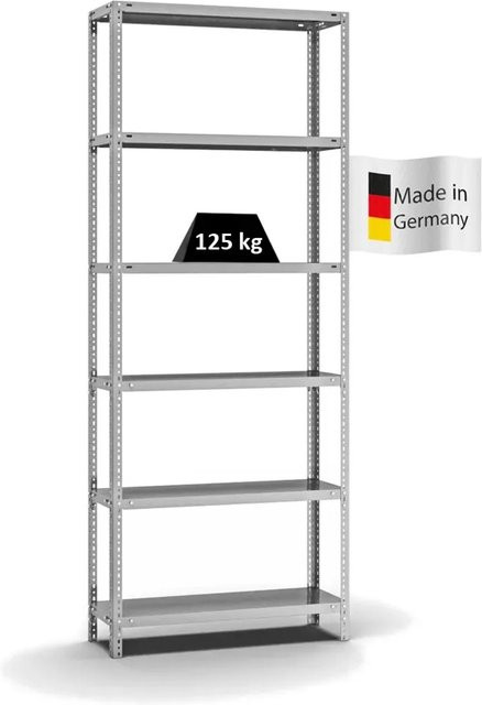 PROREGAL Fachbodenregal Light-Duty mit 6 Ebenen, verzinkt, Farbe Silber, H x B x T: 250 x 100 x 30 cm - Bild 1