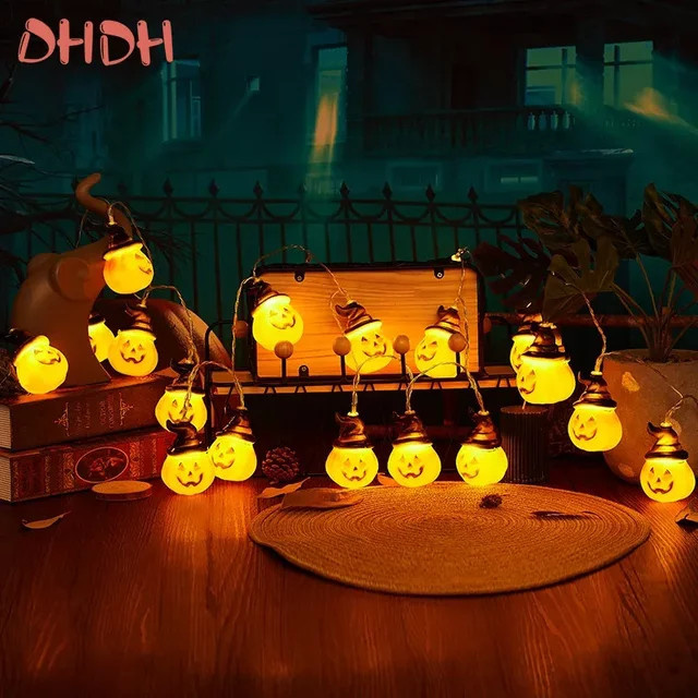 Halloween Kürbis LED Lichterkette in Warmweiß für Indoor und Outdoor Party Dekoration - Bild 1