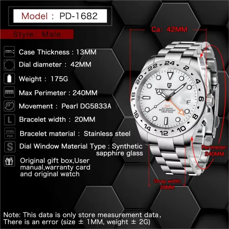 PAGANI DESIGN Armbanduhr Automatik, Edelstahl, 42 mm, Herren - Bild 3
