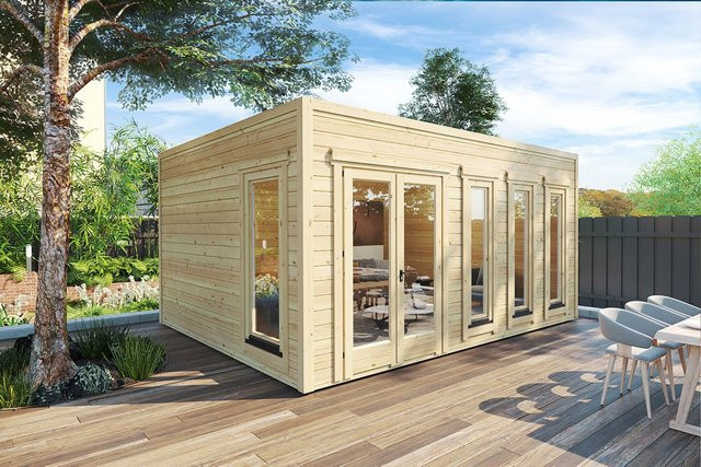 Modernes Gartenhaus Grace mit Flachdach aus Holz B/T: 500 x 400 cm - Bild 1