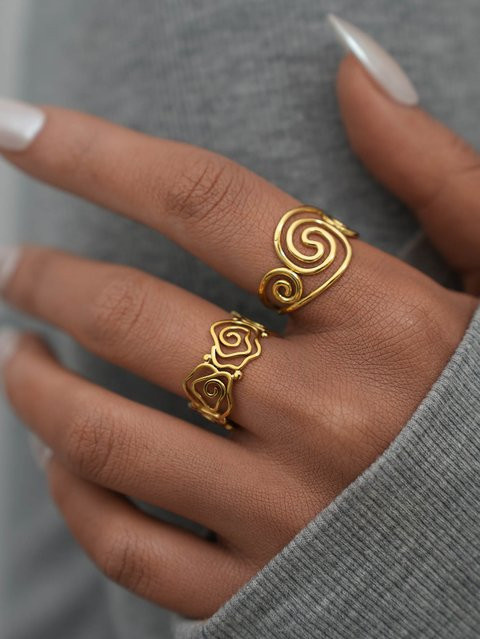 Uself Ring, Edelstahl, Gold, Damen - Bild 1