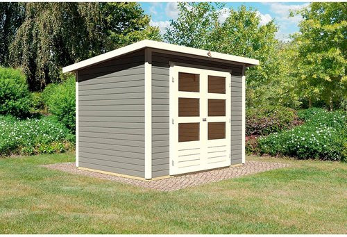 Karibu Gartenhaus Stockach 3 aus Holz in Grau, B/H/T: 246 x 197 x 186 cm - Bild 1