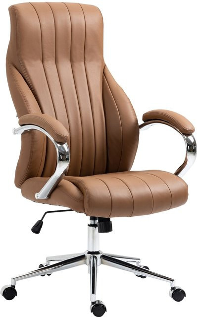 CLP Bürostuhl ergonomisch Wigan Chefsessel in Braun mit Echtleder-Akzenten und Wippfunktion - Bild 1