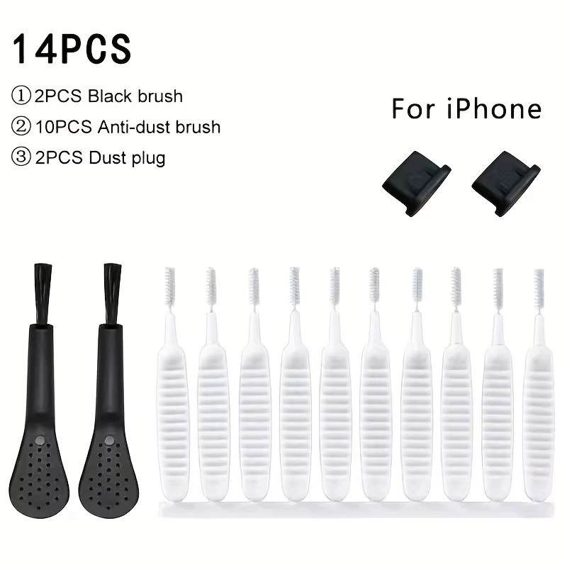14-teiliges Handy Reinigungs-Kit zur Staubentfernung für Ladeports und Stecker, universell passend für iPhone und Samsung mit Reinigungsbürsten - Bild 2