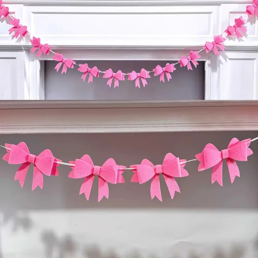 Runtowo Filz-Schleifengirlande in Pink als Party-Dekoration für Hochzeit, Geburtstag oder Babyparty - Bild 3
