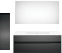 Get2You Badmöbel-Set twenty one, 4-teilig, grau und weiß, mit Waschbecken und LED-Beleuchtung, Wandmontage, B/H/T: 122 x 1,5 x 51 cm - Bild 1