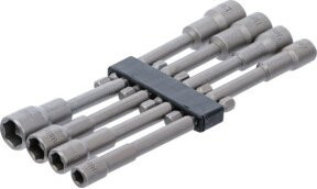 BGS Steckschlüssel-Einsatz-Satz Sechskant extra lang aus Edelstahl, 8-teilig, Farbe Silber, Antrieb Außensechskant 6,3 mm (1/4 Zoll), SW 6 - 13 mm - Bild 1