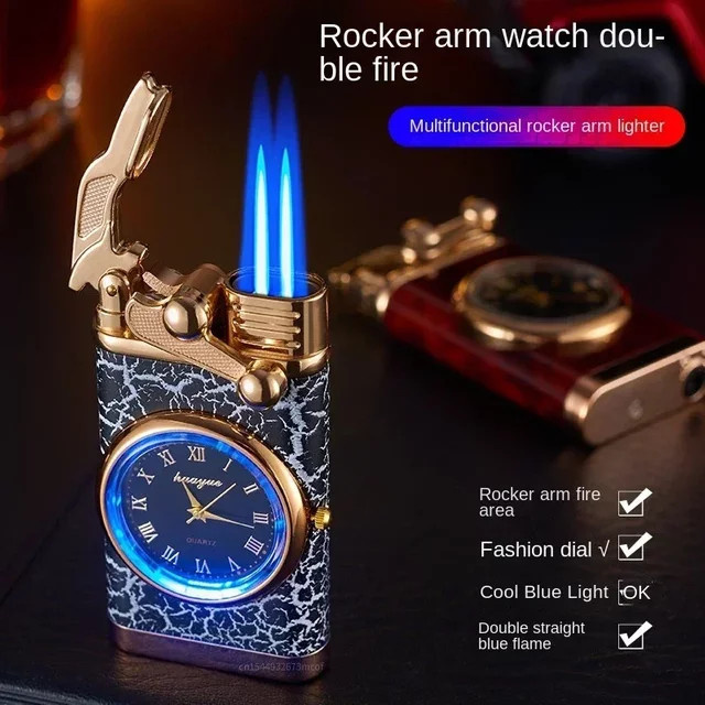 Butan-Feuerzeug-Uhr, Doppelrohr-Feuerzeug, Herren - Bild 1