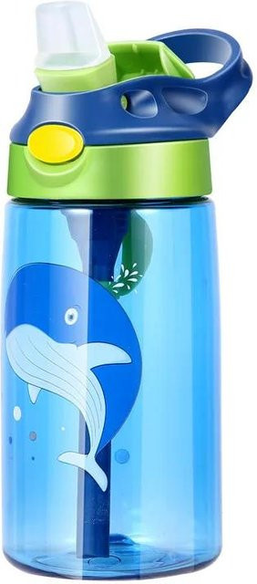 Allbestart Kinder Trinkbecher Kawaii mit Strohhalm und Griff, auslaufsicher, blau und transparent, 480 ml - Bild 1