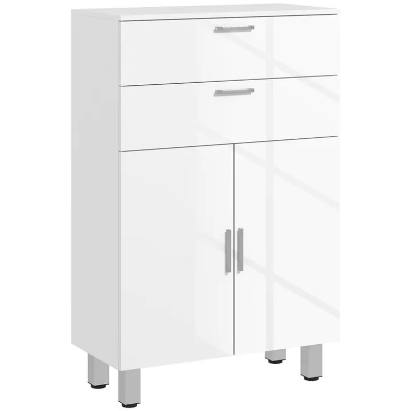 kleankin Badezimmerschrank in Weiß, moderner Schrank mit Türen und Regalböden, B/T/H: 30 x 30 x 93 cm - Bild 2