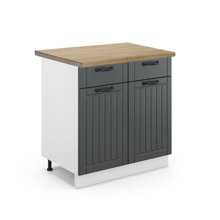 Vicco Küchenunterschrank Fame-Line in Anthrazit und Weiß mit Eichenoptik im Landhausstil, B: 80 cm, T: 60 cm, H: 82 cm - Bild 2
