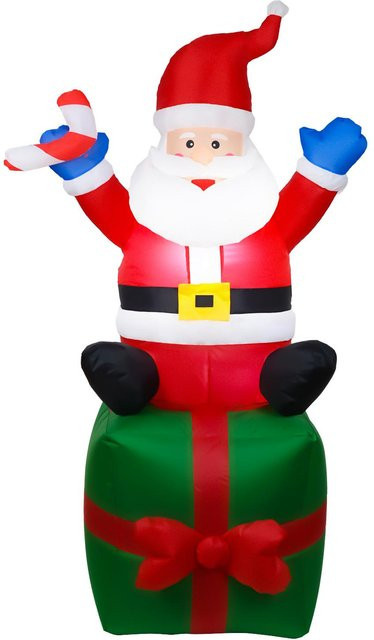 Aufblasbarer Weihnachtsmann mit Geschenkbox von TOMTOP JMS, rot, 180 cm Höhe, wasserdicht mit 6 LED-Beleuchtung - Bild 1